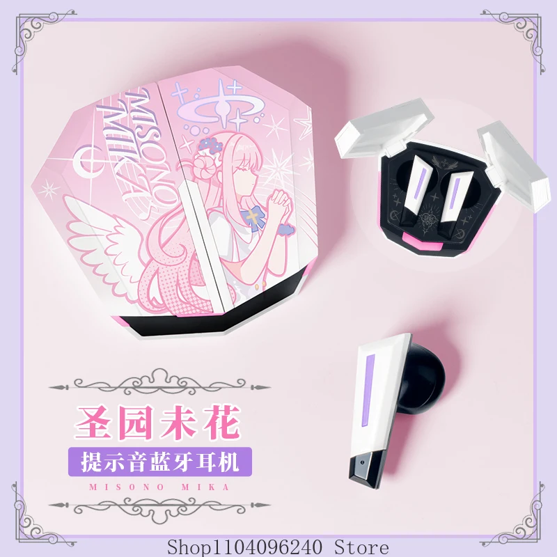 

Синий архив Misono Mika Game Anime в стиле ушей Bluetooth-гарнитура с цифровым дисплеем, зарядная стручка, студенческий подарок для косплея