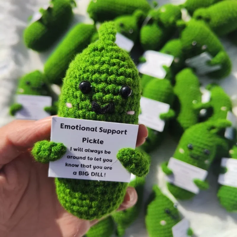 10/1pcs Emotional Support Cucumber Funny Crochet Positive Energy Potato Shark Poop Doll with Card Cheer Up Toys Ornaments Decor