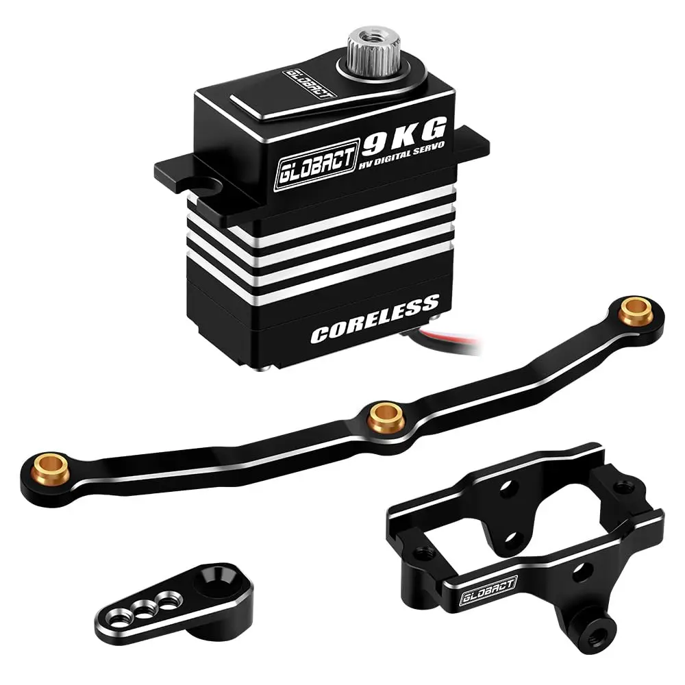 

GLOBACT для TRX4M Сервопривод 9 кг Цифровой бессердечный двигатель с высоким крутящим моментом RC Сервопривод HV 4,8 В-8,4 В с креплением сервопривода, рычагом и рулевой тягой
