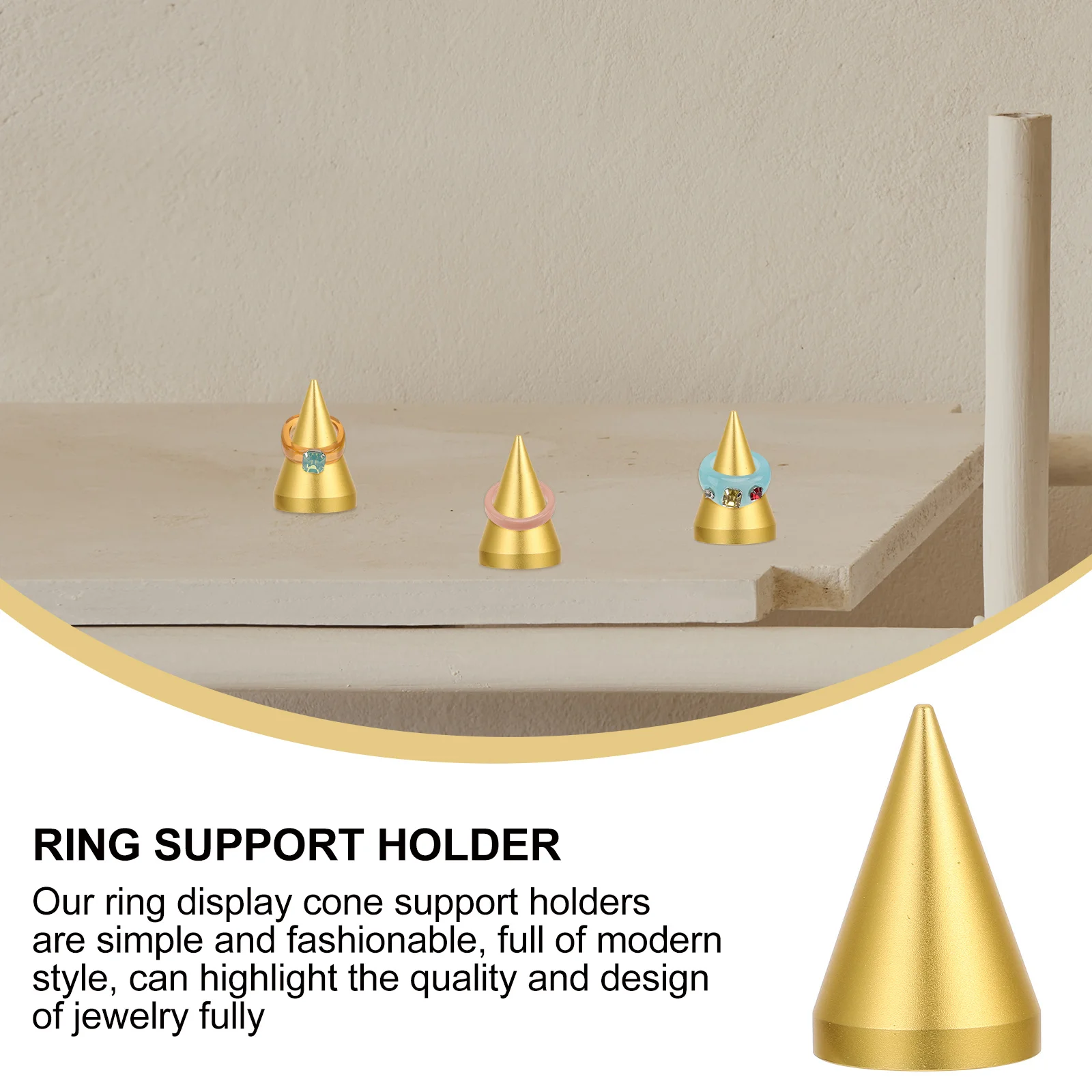 حامل حلقة مخروطية حامل عرض مجوهرات معدني متين لمتجر المنزل والمكتب خاتم الزواج حامل دعم حامل عرض المجوهرات