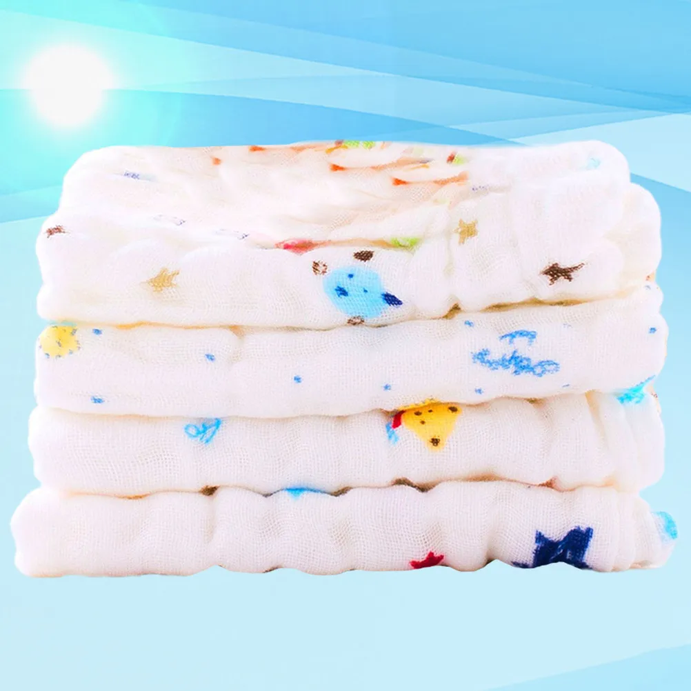 4Pcs Baby Feeding Towel Pure Cotton Gauze Kerchief Soft Skin Friendly Quick Dry Nursing Towel for Face Body Cleaning Assorted
