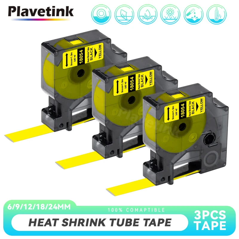

PLAVETINK 3PK 18054, Совместимость с Dymo Rhino, термоусадочные трубки, этикетки и Промышленная лента Dymo 18051 18052 18053