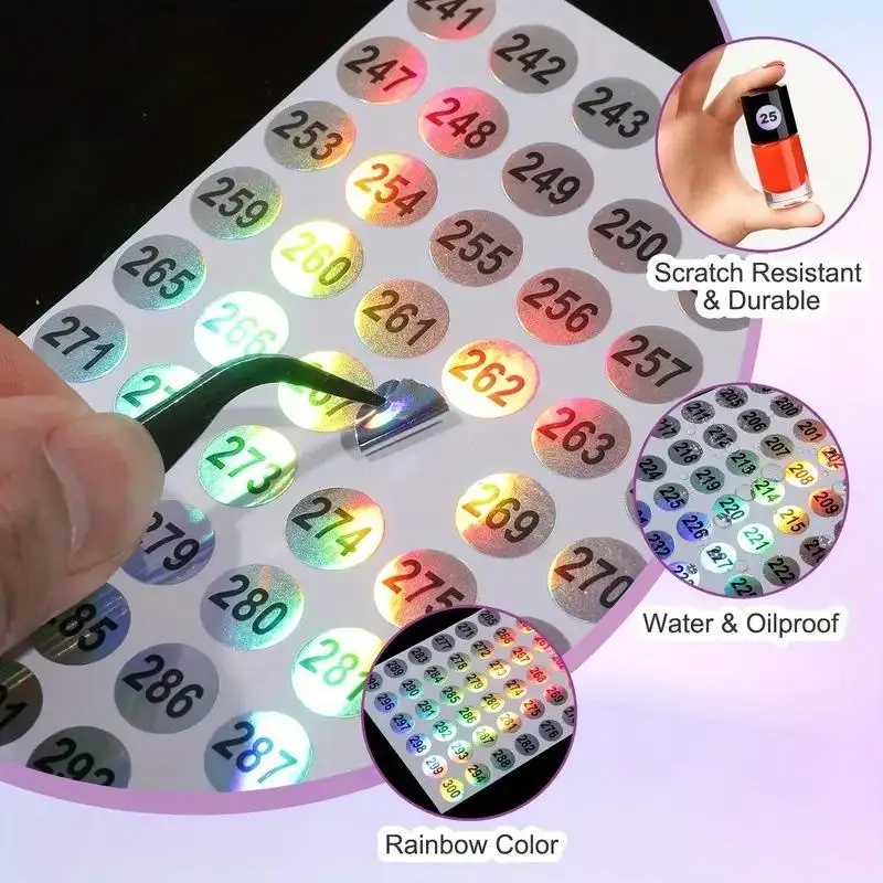 10Pcs Waterproof Nail Polish Number Stickers Labels For Gel Lacquer Lipstick Bottles & Tips Manicure Display Marking Tool