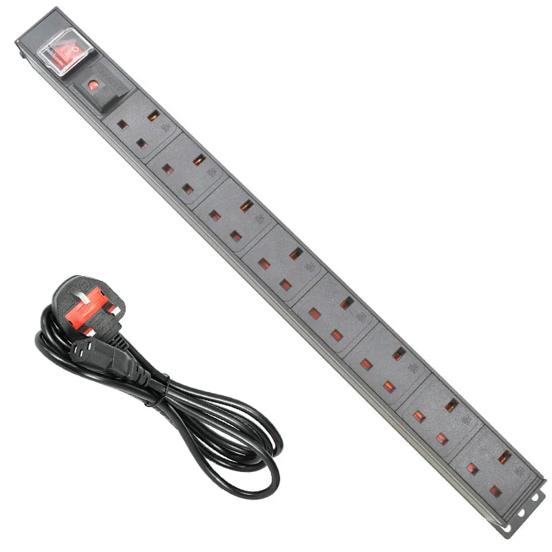 PDU Power Strip Socket 8 way UK Standard aluminium alloy Outlets C13 Interface 13A overload protection