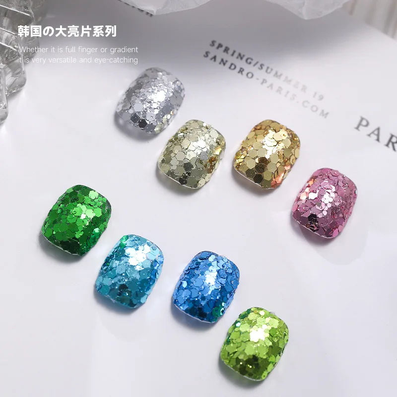 

Boxed Chunk Nail Glitter Patch Holographic Silver Hexagon Glitter Powder Decoration for Epoxy Resin DIY Nail Accessories