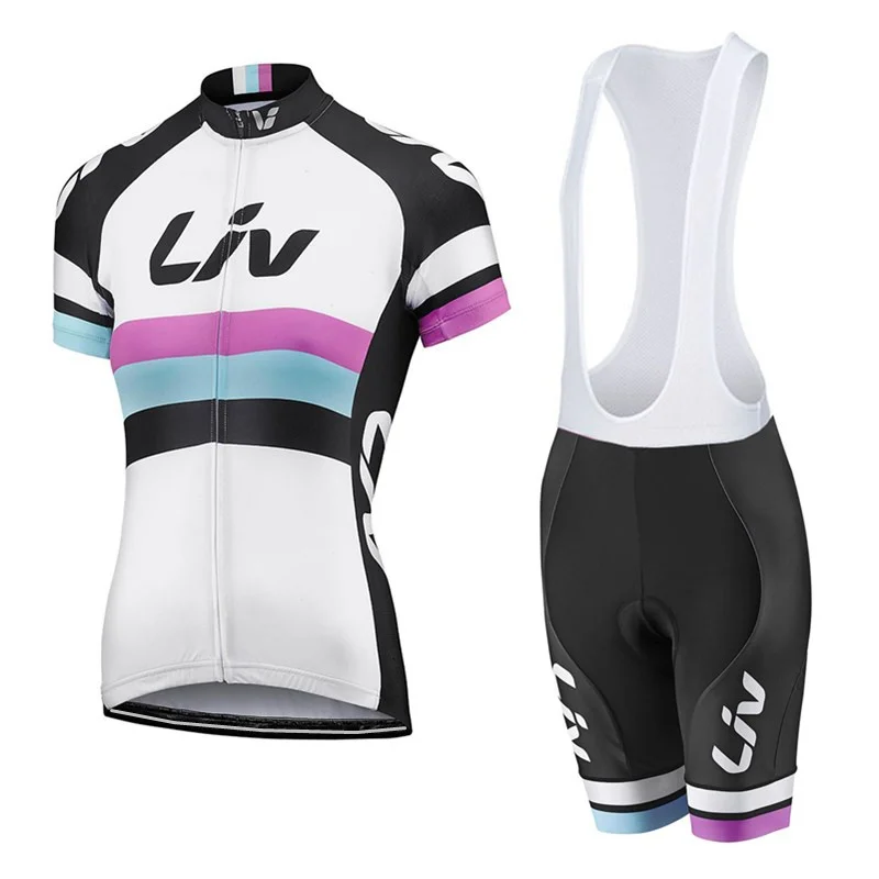 Mulheres Verão Manga Curta Ciclismo Vestuário LIV Road Bike Jersey Set BIB Gel Shorts Esporte Terno Feminino Bicicleta Roupas