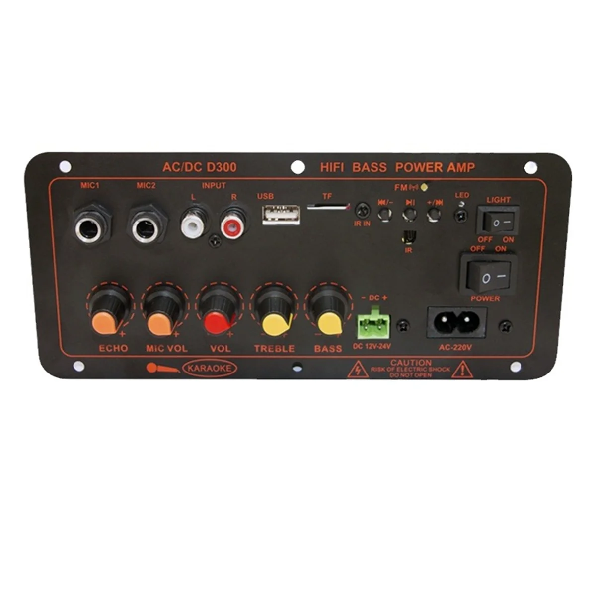 

HOT Bluetooth5.0 Audio 300W Amplifier Board D300 Subwoofer Dual Microphone AMP Amplificatore Module Car Media Player EU Plug