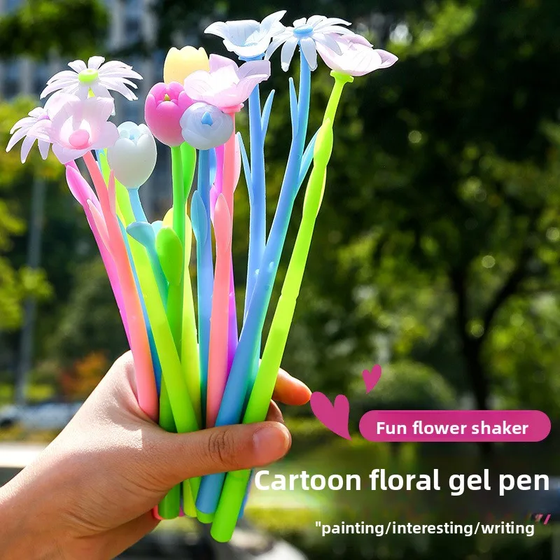 

Creative Soft Silicone Color-changing Gel Pens Girl Flower Black Water Pen Small Fresh Student School Stationery
