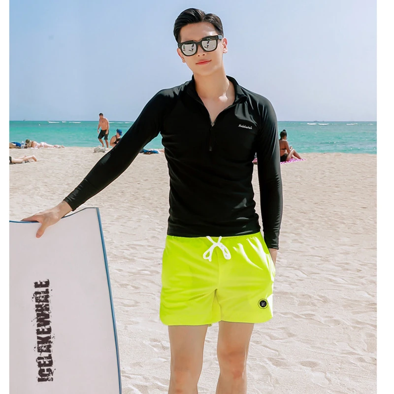 Sun UV Protection Zip Up Shirt+Trunks Men\'s Women\'s 2pcs/set Long Sleeve Rash Guard Lightweight Swimsuit Bathing Suit Beachwear