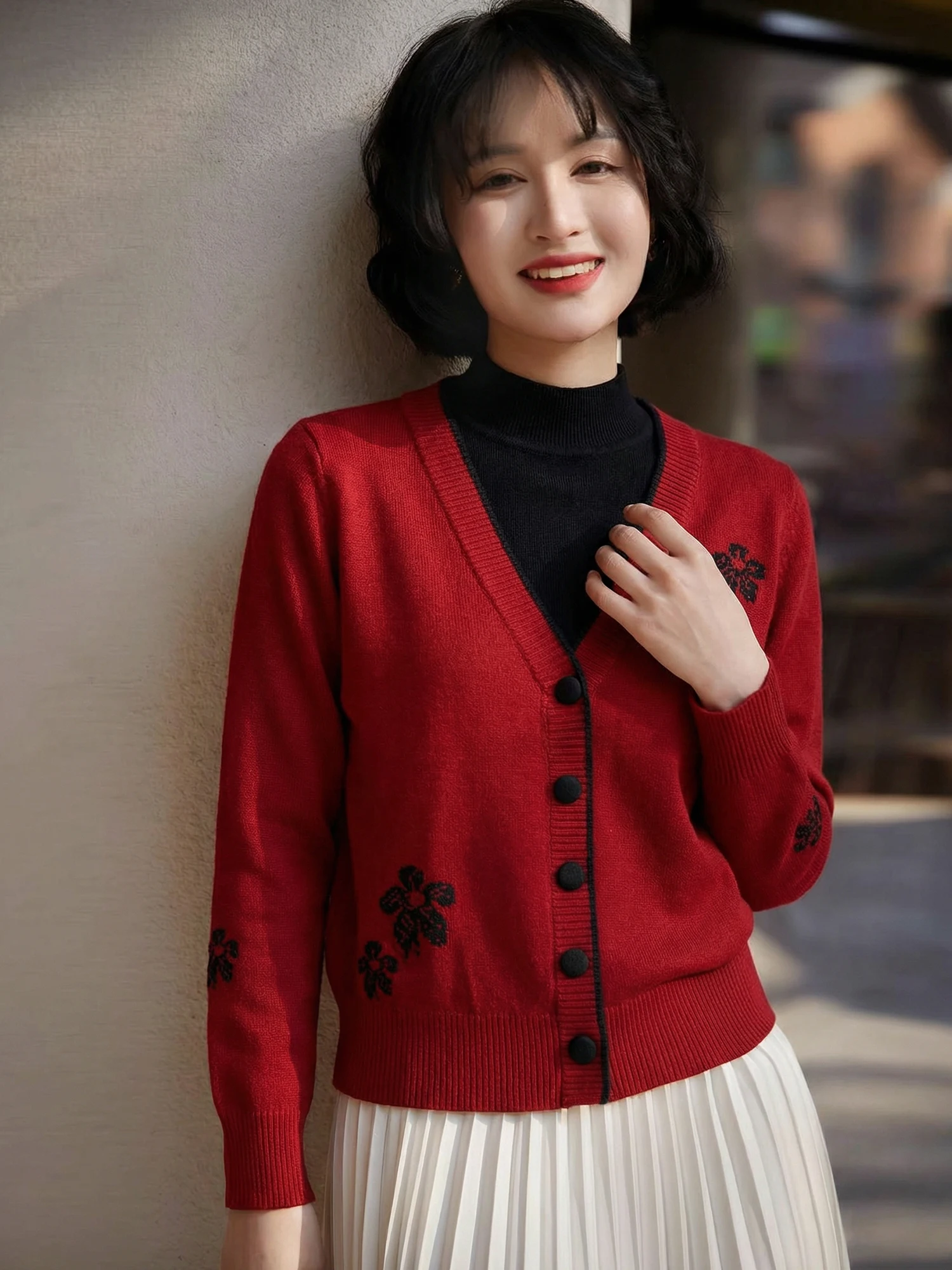 

Chivirin 2026 Spring New Sle Women's Knitted Wool Sweater Apparels Thiened f High Collar Fake Two-Piece Warm Top