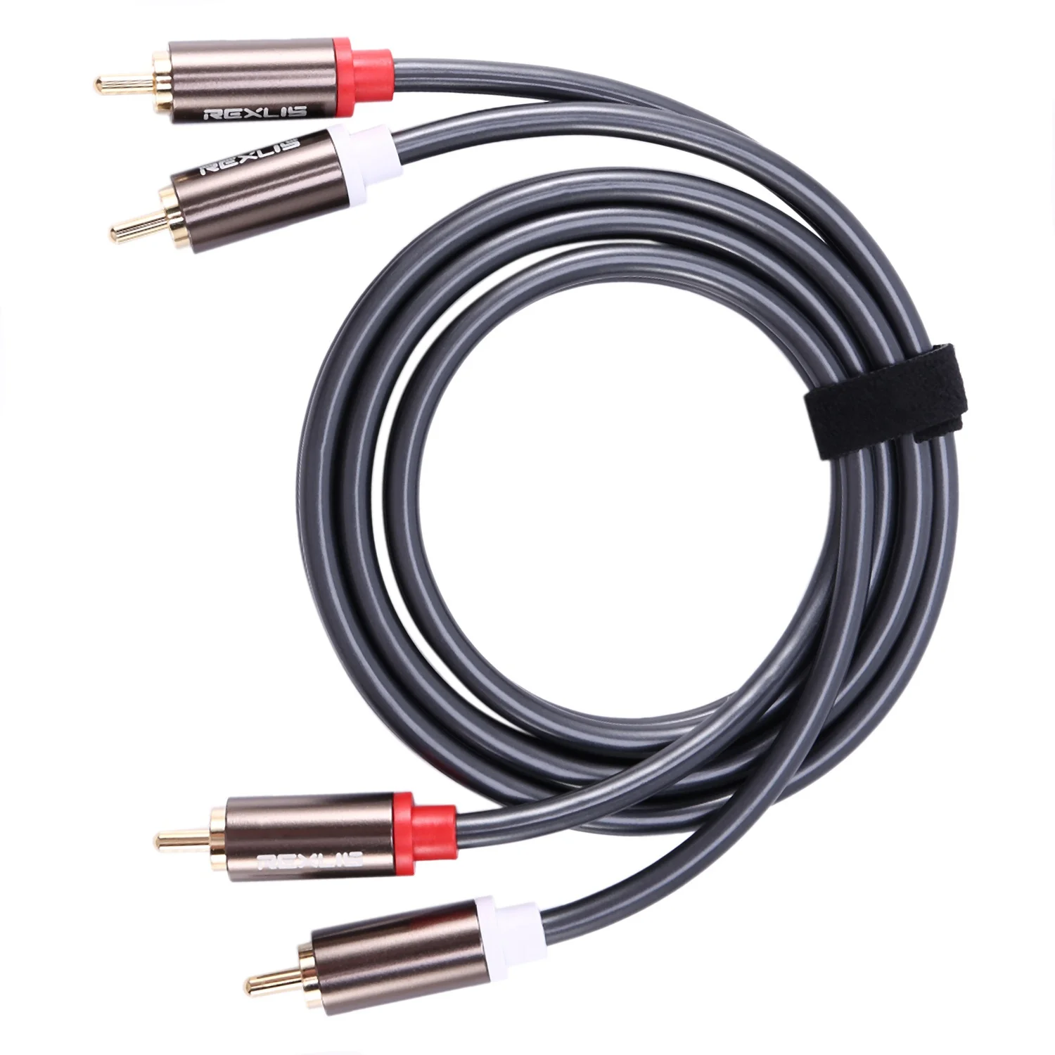 Rexlis 2 Rca to 2 Rca Male to Male Hifi Audio Cable Ofc Av Speaker Wire for Tv Dvd Amplifier Subwoofer Soundbar 1M