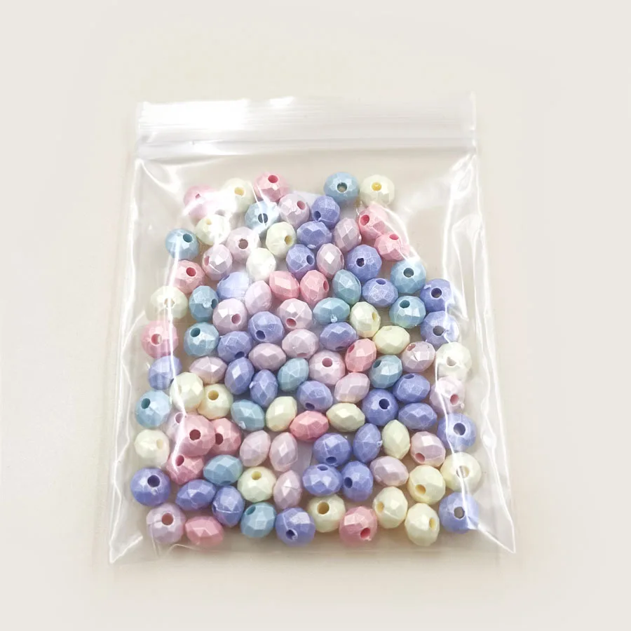 100Pcs/bag 6mm Solid Color Faceted Cutting Flat Round Beads for Acrylic Pendants DIY Necklace Bracelets Jewelry Accessories