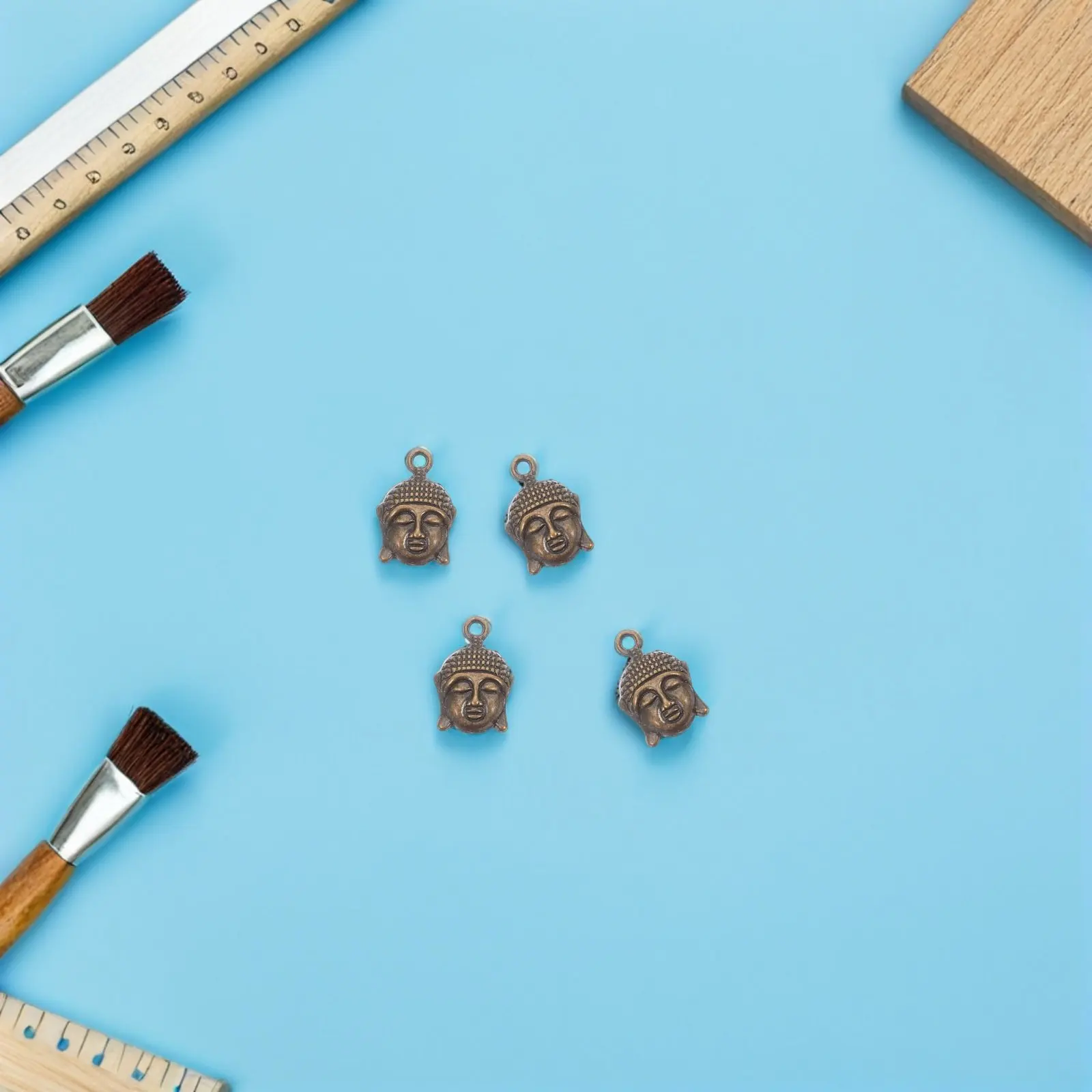 

100Pcs Vintage Buddha Head Pendant Beads Metal Alloy Spacer Charms for Jewelry Making Bracelets Keychains DIY Chinese Pendant