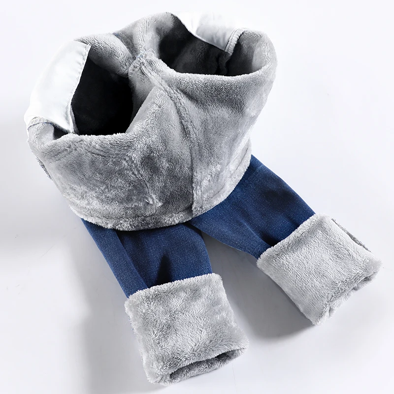 Frauen Kleidung Plüsch Jeans Stretch Verdickte Fleece Mode Denim Hosen Casual Blau Dünne Vintage Hosen Weibliche
