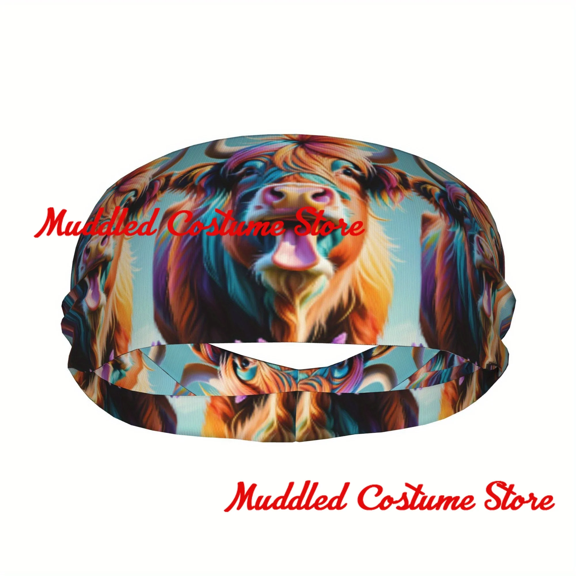 

Спортивная повязка на голову унисекс с принтом крупного рогатого скота, эластичная повязка на голову для йоги и фитнеса, эластичная повязка на голову