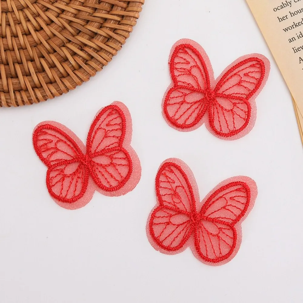 

100pcs 4.5CM Embroidery Lace Butterfly Appliques Monolayer Dreamy Chiffon Butterfly DIY Handmade Simulation Mesh Butterfly Patch