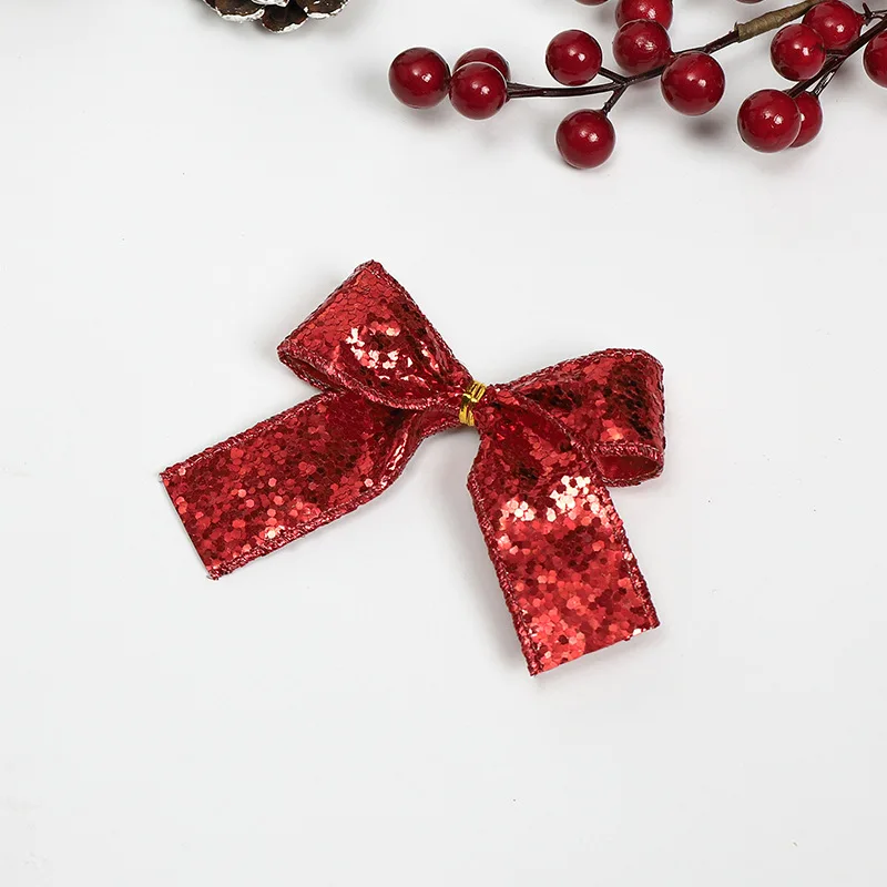 Merry Christmas Bow Supplies Christmas Tree Decoration Pendant Sequin Bowknot Red Home Decoration Products 2024 Happy New Year