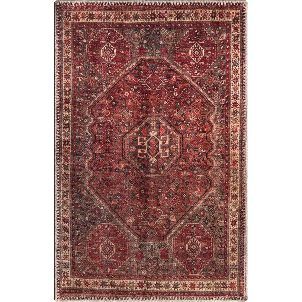 2x3 Washable Non-Slip Rug - Vintage Low Pile, Ideal for Kitchen Bathroom Entryway Laundry Room