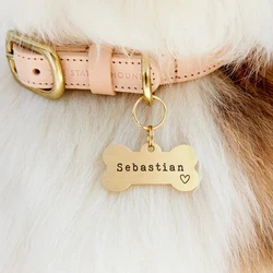 Personalized Pet Name Tag, Engraved Dog ID Bone Tag in Gold Brass or Stainless Steel  Dog Gift  Wholesale of Nameplates