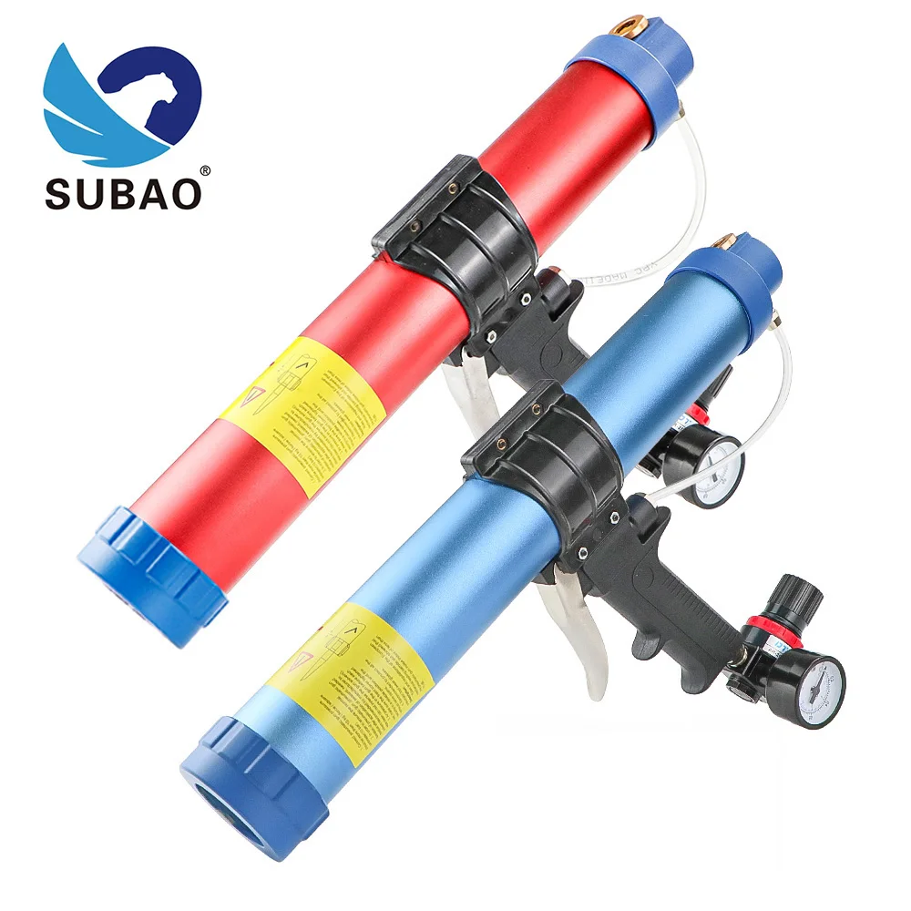 SUBAO 400ml pneumatic glass glue gun set with adjustable switch Door window and floor gap mending tools