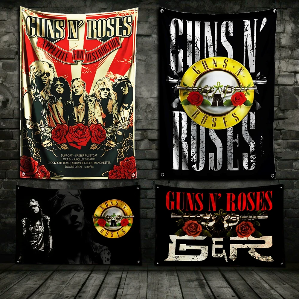 

3x5 Ft R-Rock Band guns N rosess Rovers Racing Flag Polyester Printed Cars Flags for Room Garage Decor