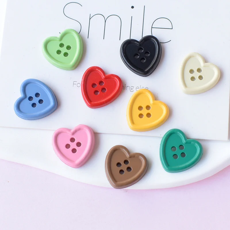 WFFNNKC 20-30Pcs Color Love Heart Button Resin Ornaments DIY Garment Shoes Sewing Crafts Supplies Kid Handmade Decor Accessories