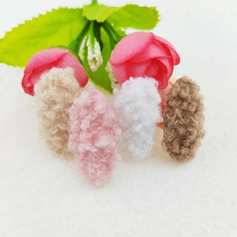 100Pcs 3.2X1.7CM Furry Felt Small Rabbit Ear Padded Appliques For Baby Clothes Hat Sewing DIY Headwear Bow Accessories Patches