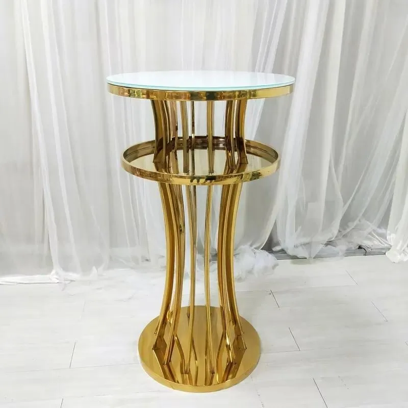 Golden Stainless Steel Round Cake Dessert Display Stand for Family Bars Wedding Parties Dessert Table Decoration