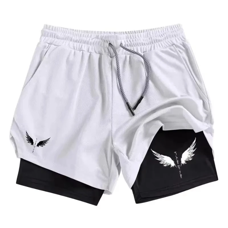 

Casual 2-in-1 Performance Shorts for Men's Athletic Quick Dry Fitness Gym Workout Running Fashion Versatile Pocket JW030