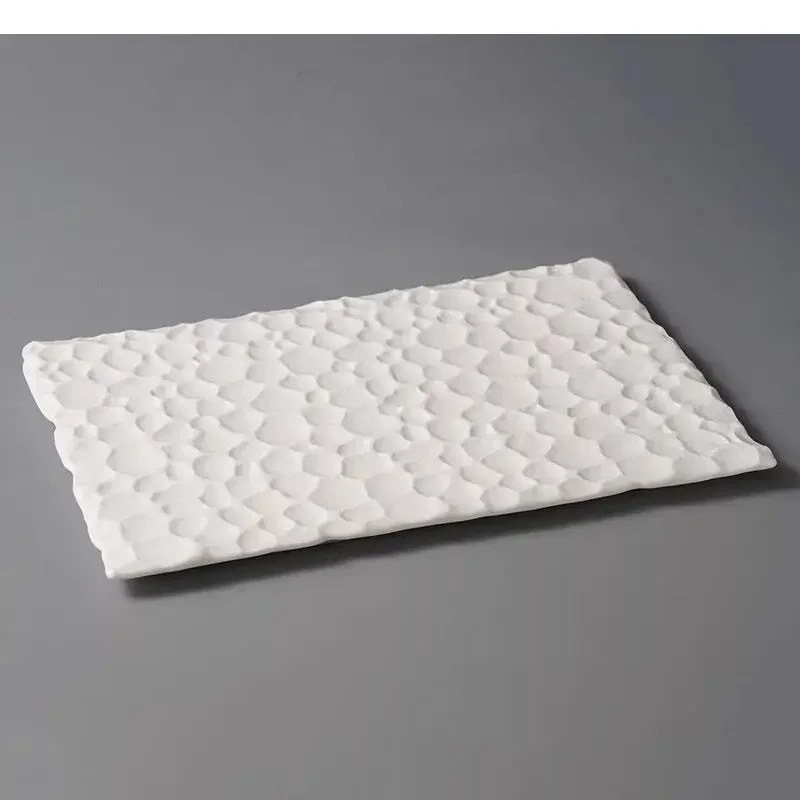 Hammer Pattern Ceramic Rectangular Flat Plate Steak Dessert Dish Sushi Molecular Cuisine Specialty Tableware