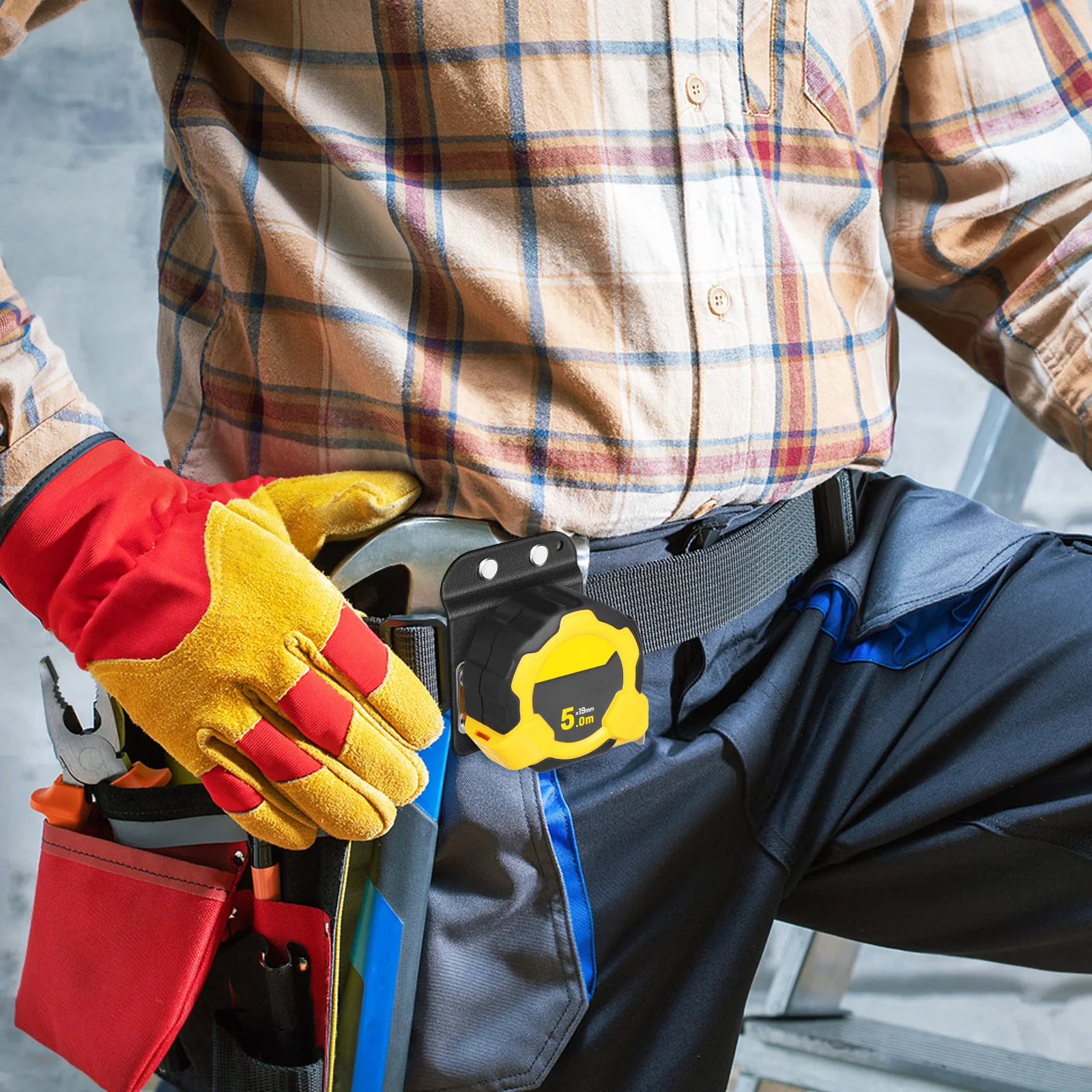 

Tape Measure Belt Holder Stainless Steel Nylon Portable Measuring Tape Holder Organizer for Tool Belt