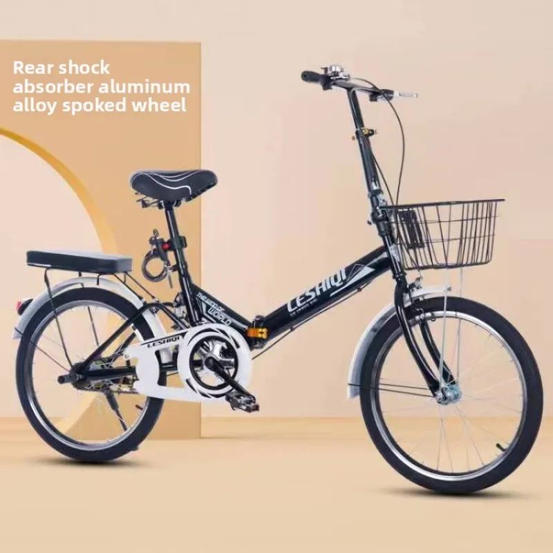 Folding Bicycle for Men and Women Super Lightweight and Shock-absorbing Mini Adult 20 Inch Adult Children Student Bike White view 3