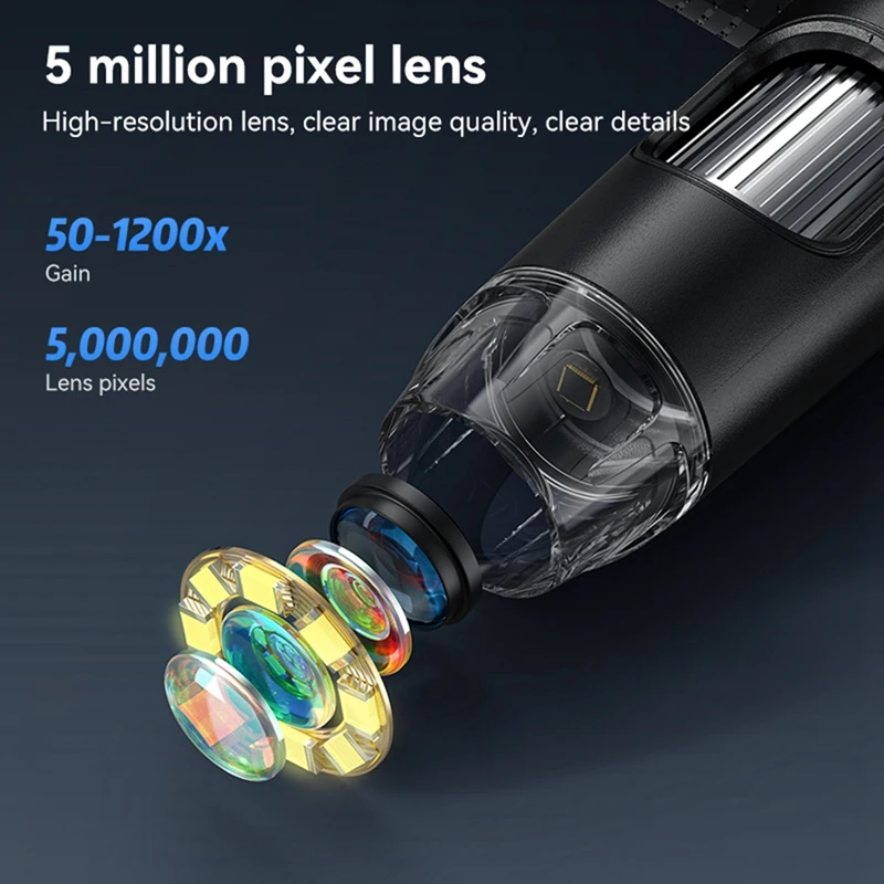 ●IPS Digital Coin Microscope 5MP 1200X Ultra-Precise Focusing Camera 1080P Video Microscope 8 LED Lights for Coin Circuit