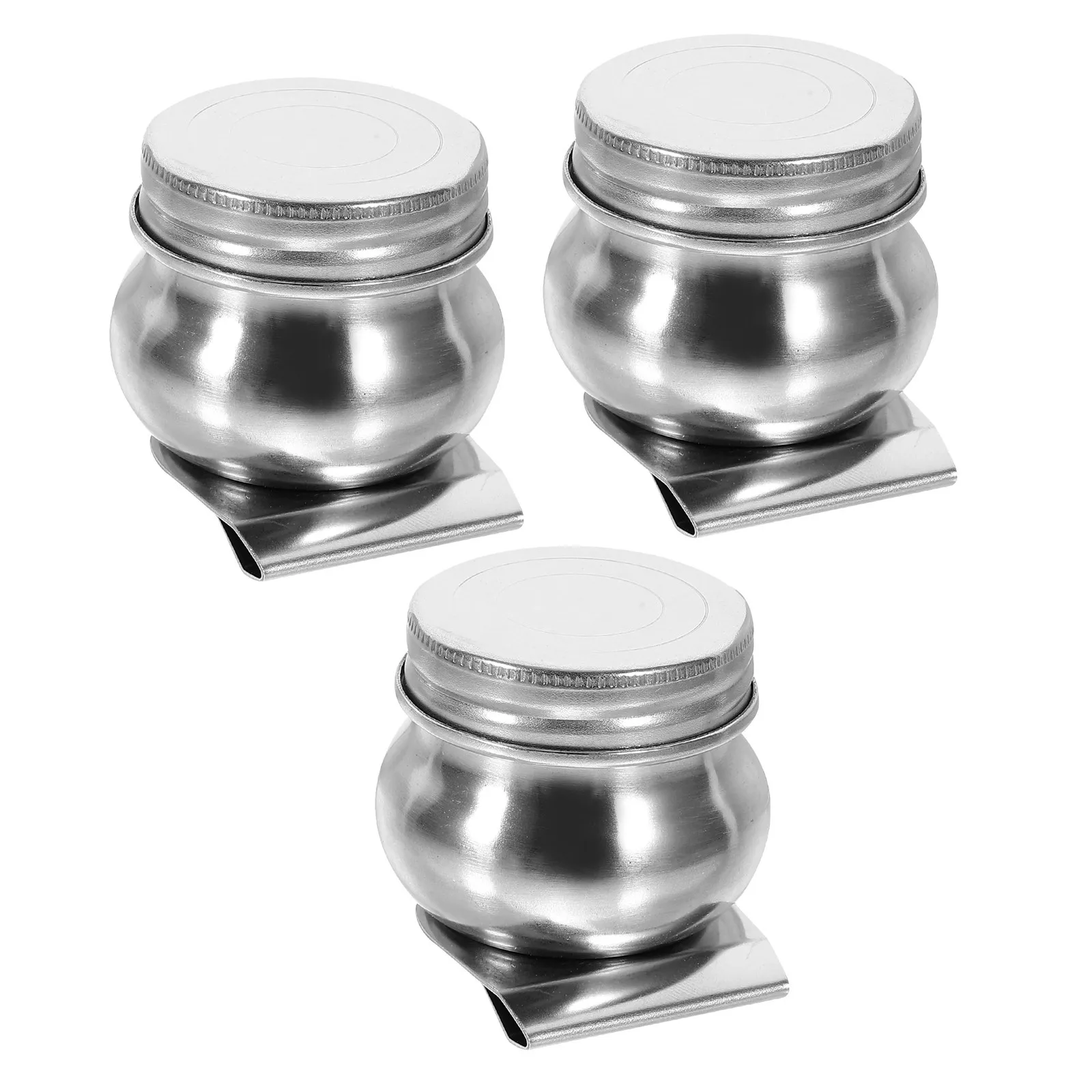 3Pcs Stainless Steel Paint Cup Set Fixed Clip Stable Oil Painting Palette Dipper Portable Brush Cleaning Pot for Artists Outdoor