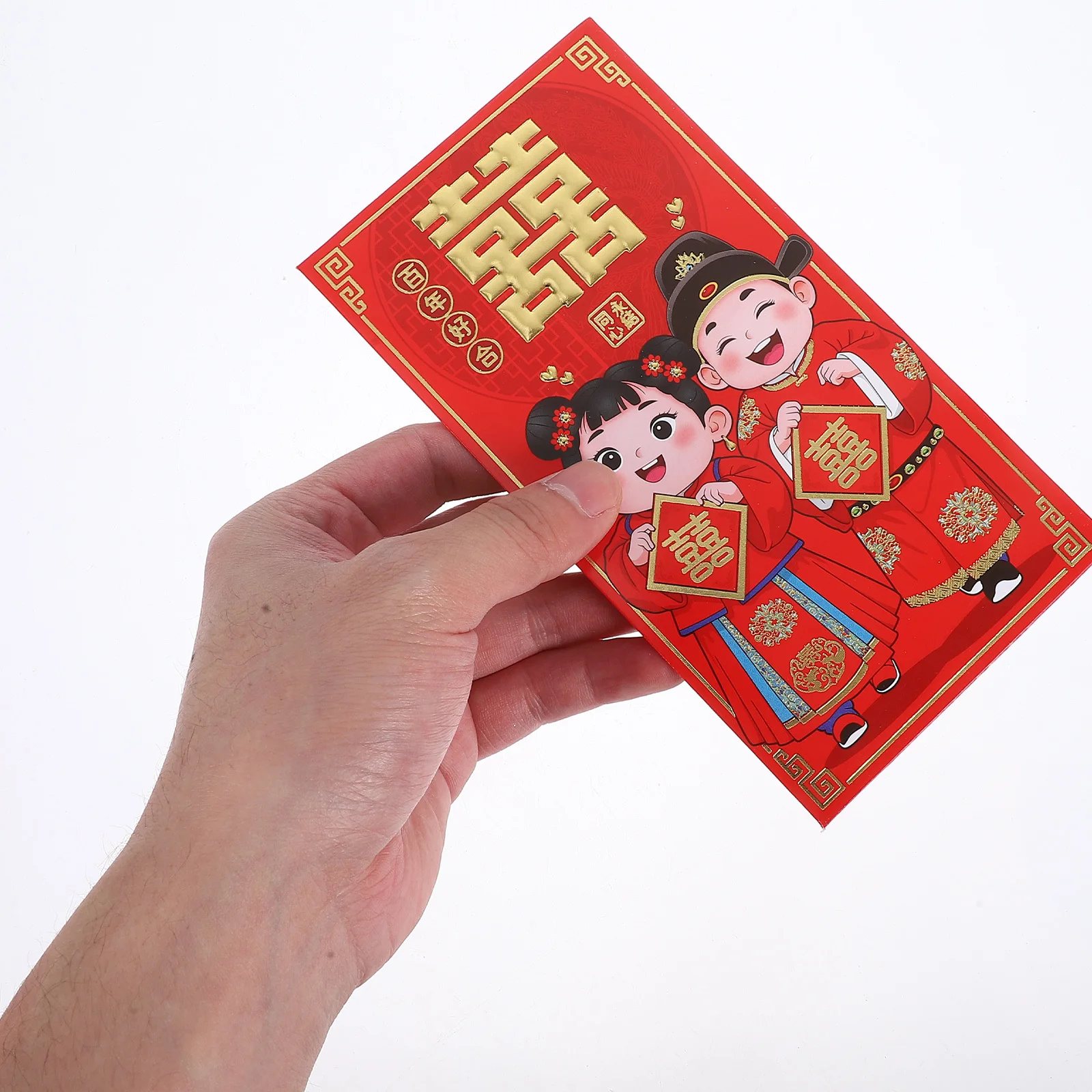 

6 Pcs Chinese Lucky Money Bag Style Red Envelope Envelopes for Wedding Happy Word