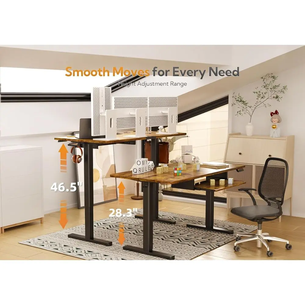 Standing Desk with Keyboard Tray, Standing Desk Adjustable Height, Raising Desks for Home Office and Computer Workstation, 48 In