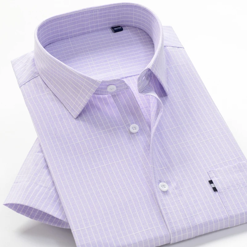 SHAN BAO-Camisa de manga corta a cuadros para hombre, ropa informal de negocios, de marca clásica, de talla grande, para verano, 2022