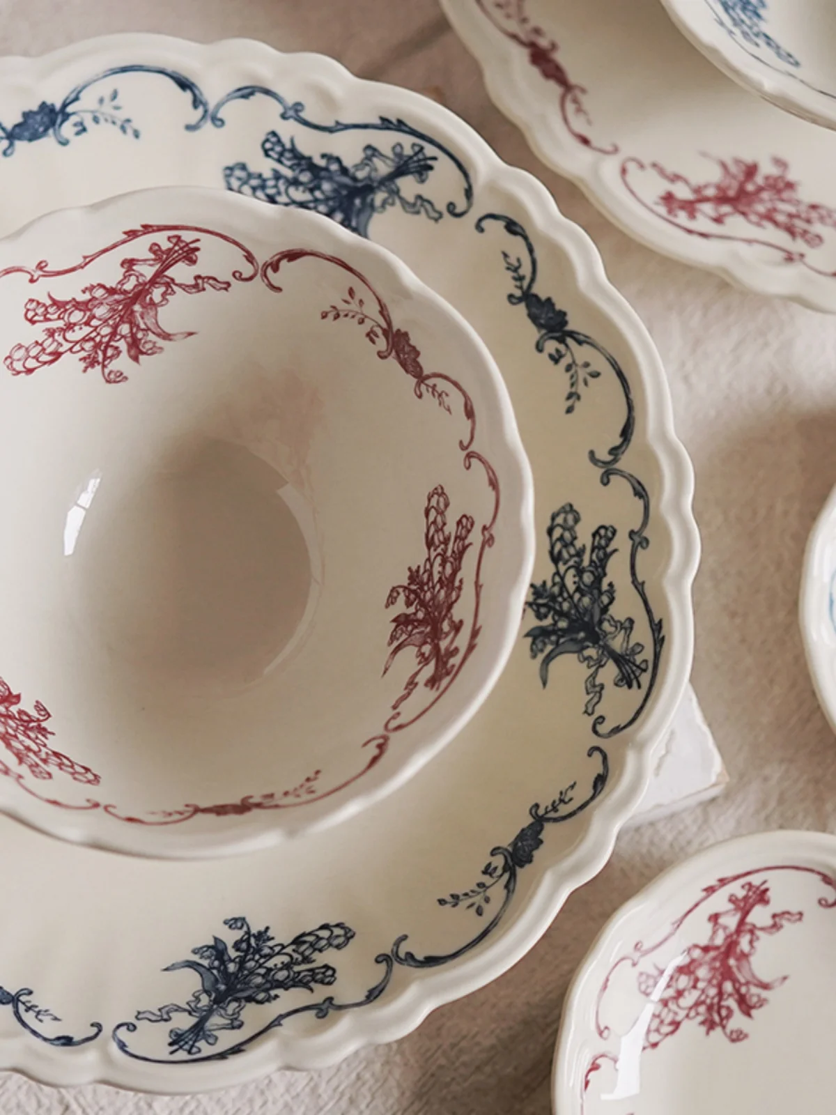 

Retro Breakfast Plate Pasta Transfer Print Copper Plate Flat Dinner Plate Rice Bowl Floral Cerc Di Japanese Sle Home D...