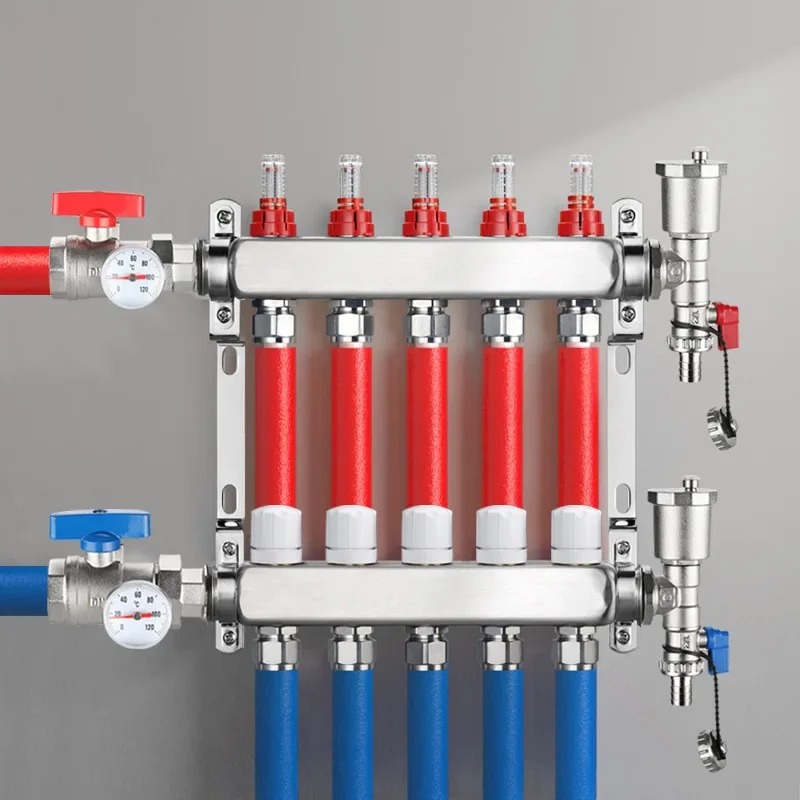 L Household floor heating 1 inch 304 stainless steel intelligent manifold double water collector wholesale parts system