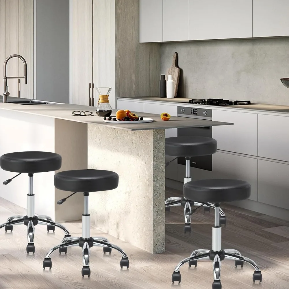 Okrągły stołek na kółkach Obrotowy z kółkami Regulowana wysokość Wytrzymały stołek kreślarski z szerokim siedziskiem Krzesło do masażu w salonie biurowym