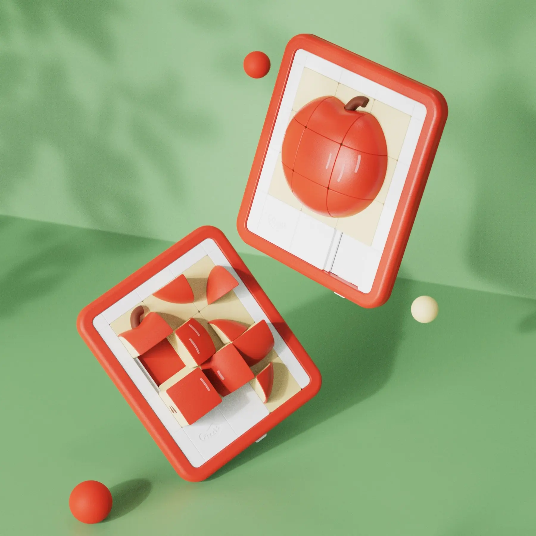 Apple 3D Klotski Schiebepuzzle, Lernspielzeug für Kinder, kreatives Geburtstagsgeschenk, Partygeschenk für Kinder, Gehirnspiel