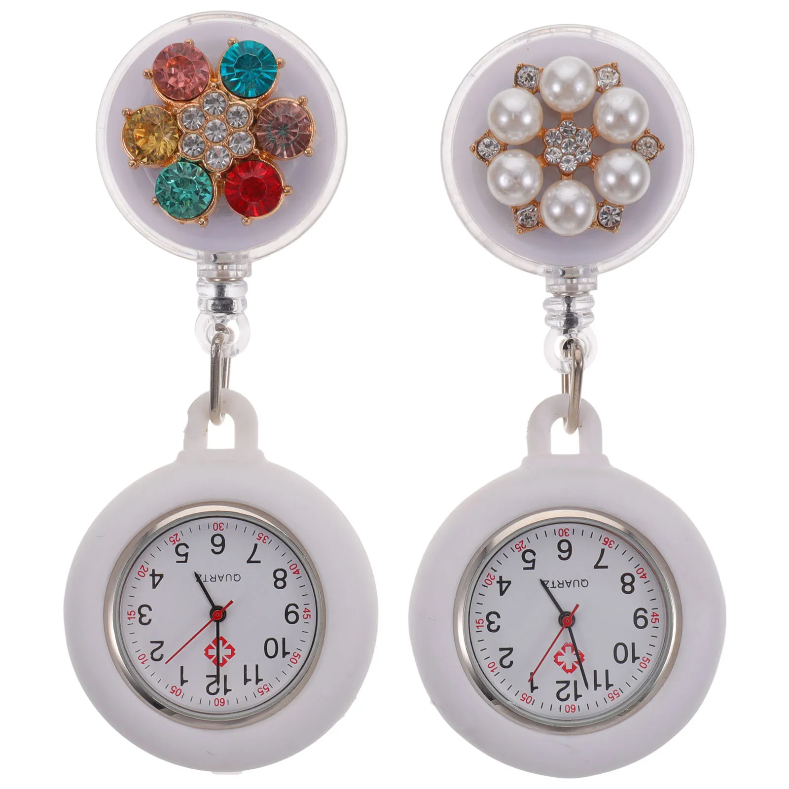 

2pcs Silicone Hanging Pocket For Nurses Brooch Design Clip-On Watch Women Medical Worker Gift Fob Watch Small Timepiece