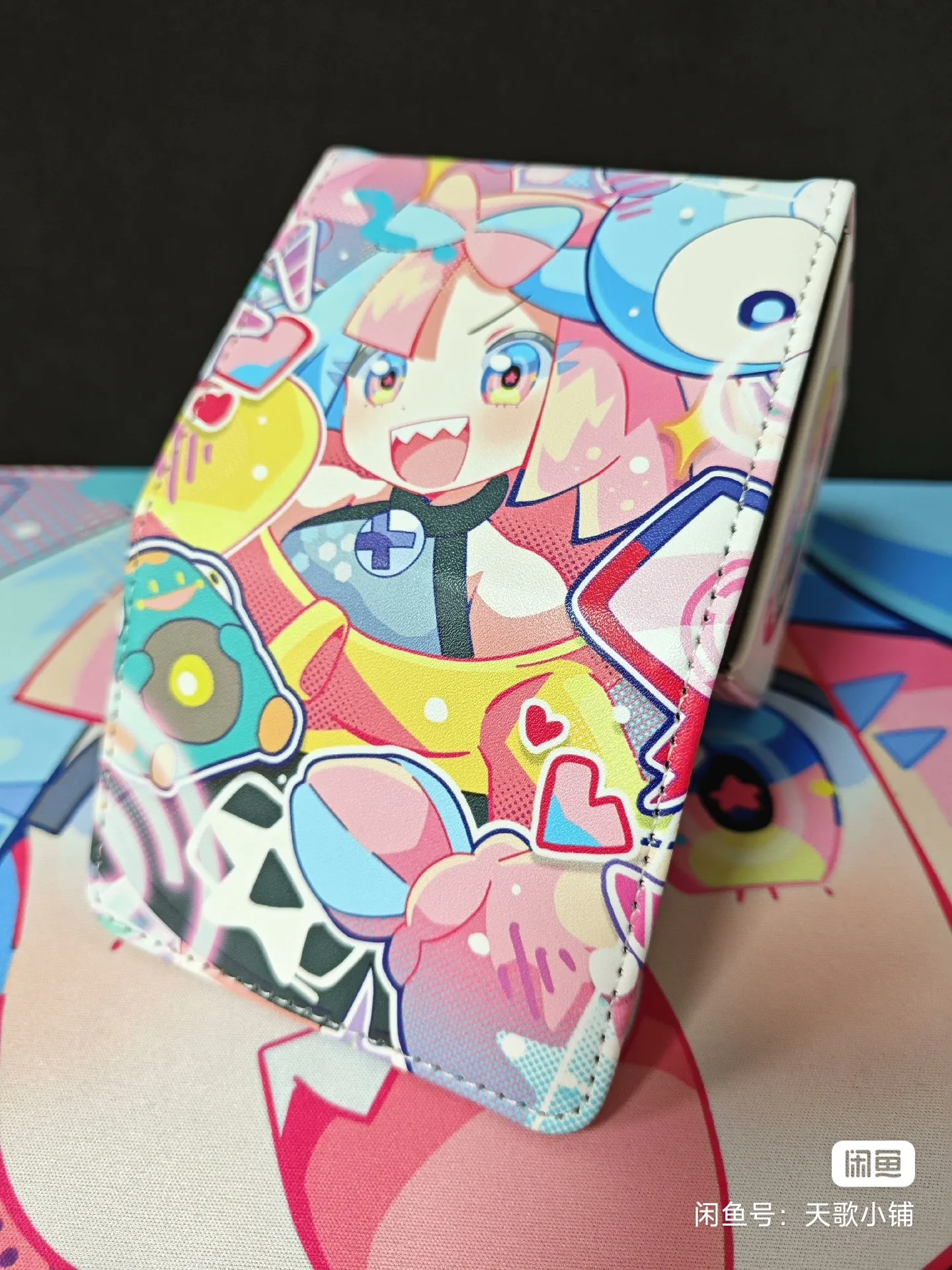 Pokemon Lono Deck Box Pink Cute Anime Girl PTCG Trading Cards Pu Leather Storage Box Protective Case