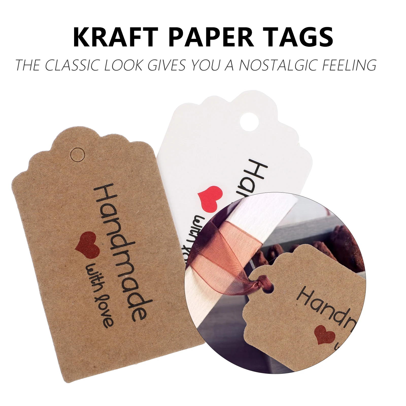 200 Pcs Paper Durable Eco Friendly Food Labels Party Bag Packing Label Gift Food Package Tags Tags Hole Design