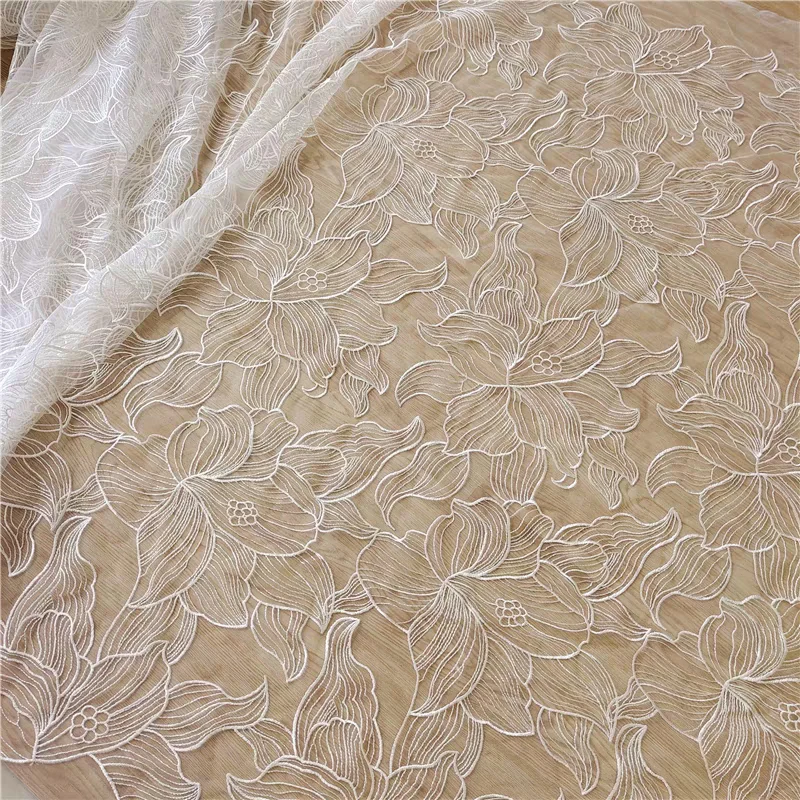 Wedding Dress, children's Clothing, Performance Dress, Dress Fabric, Creative Oversized Lotus Flower Embroidery Fabric view 3