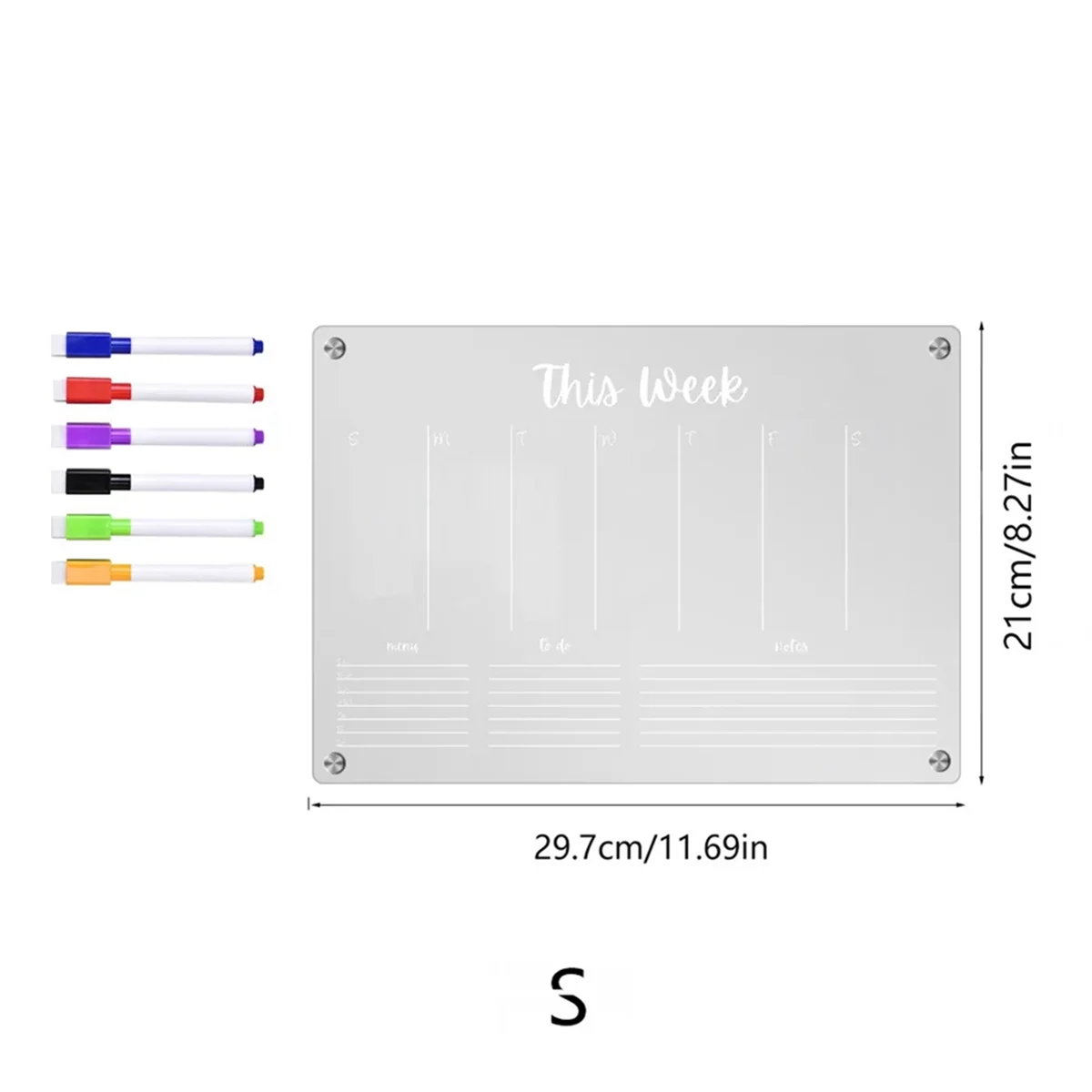 Planner Daily Clear Magnetic Calendar Board Daily Plan Notepad Magnetic Refrigerator Sticker, S-DAY