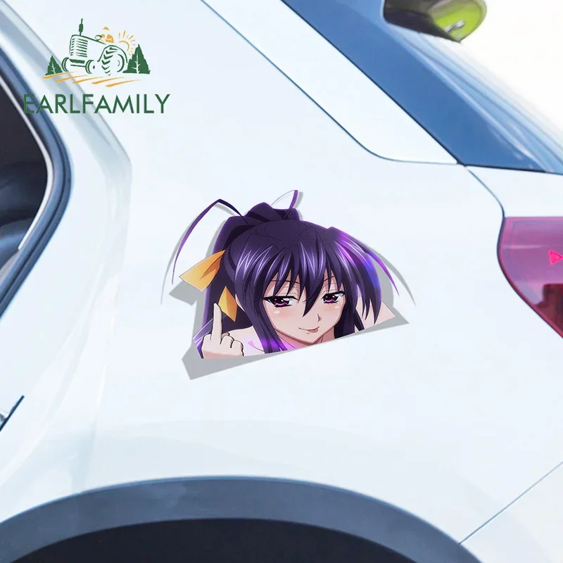 EARLFAMILY 13cm x 9.4cm For Himejima Akeno Peek Funny Car Stickers Caravan Decal Graffiti Anime Vinyl Car Wrap Car Accessories