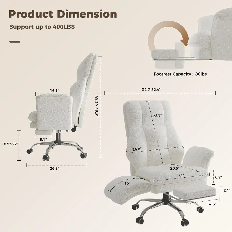 Big and Tall Office Chair, Flip Armrests for Pets and Cross Legged Sitting