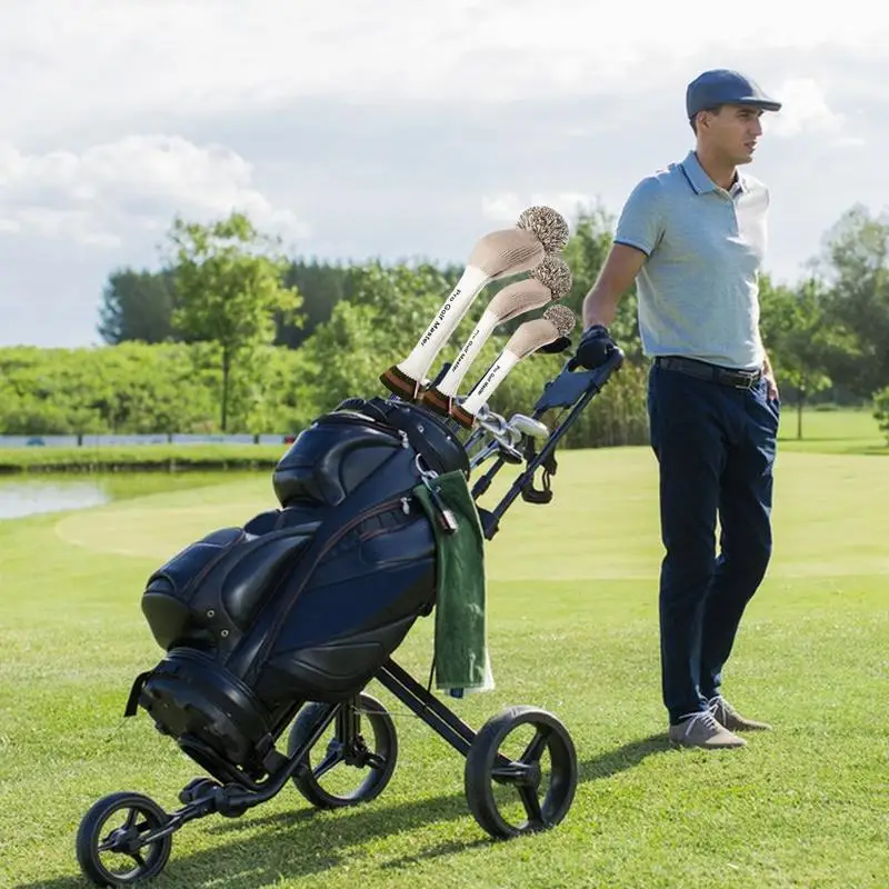 Cubierta de cabeza híbrida de Golf, cubiertas de cabeza de Club de punto de 3 piezas, protección ligera para cuello largo