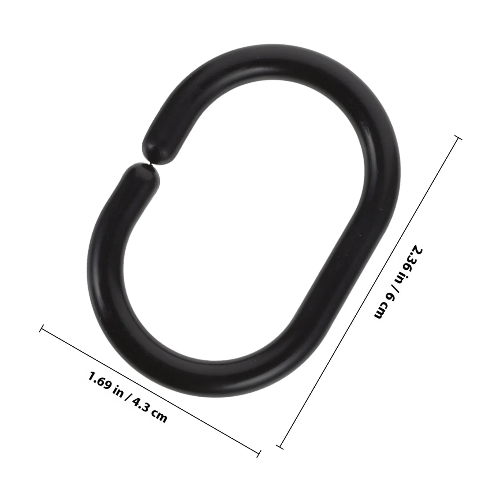 20Pcs Black Curtain Hooks Plastic Shower Curtain Rings Snap Closure Hanging Rings for Bathroom and Drapery Curtains